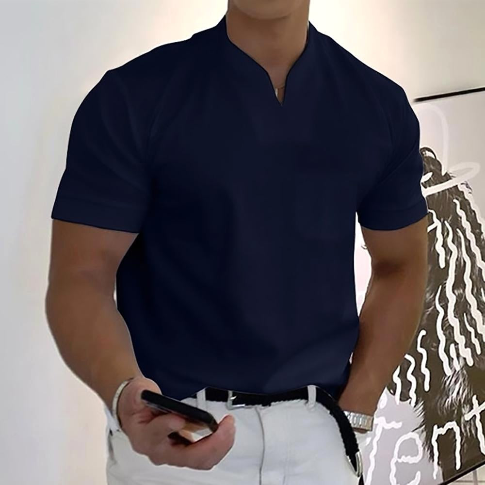 Darcy | Men's V-Neck Short Sleeve T-Shirt, Tailored Casual T-Shirt | Direct Attire | Blue