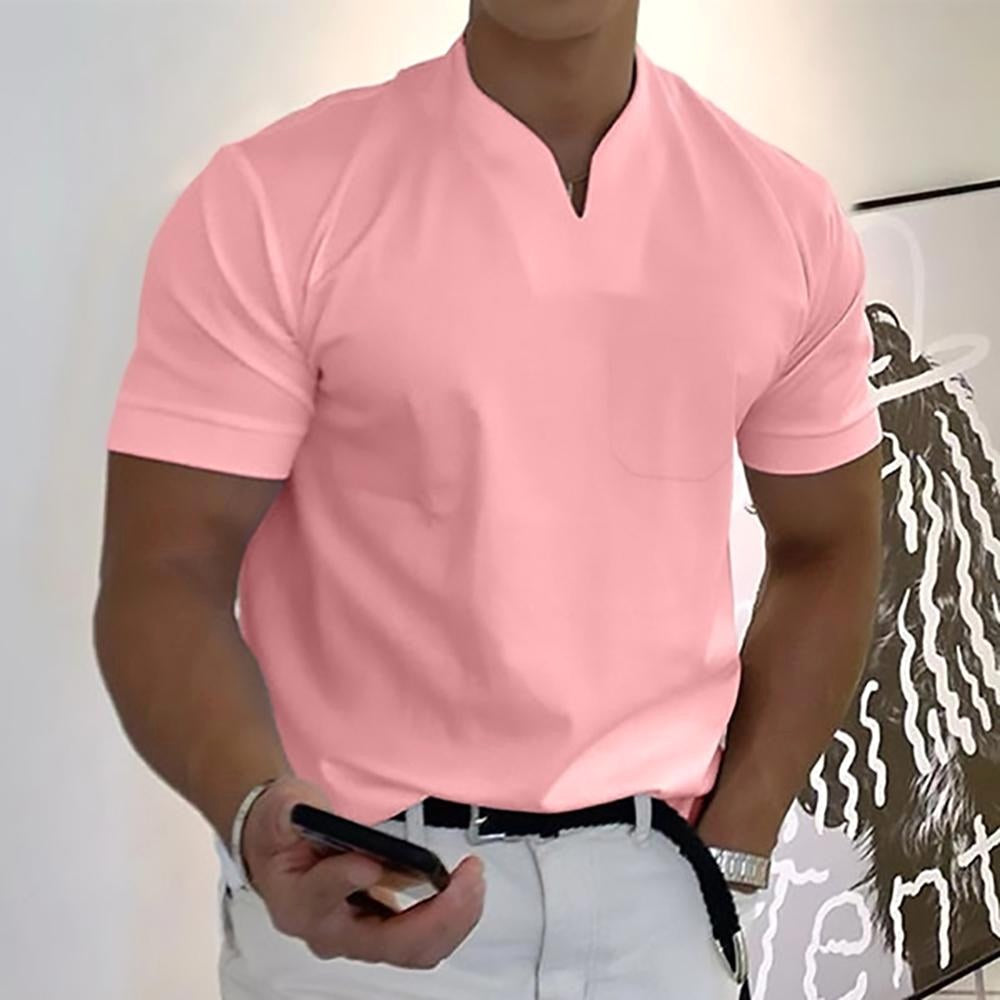 Darcy | Men's V-Neck Short Sleeve T-Shirt, Tailored Casual T-Shirt | Direct Attire | Light blue