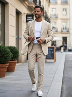 Dean | Men's Slim-Fit Two-Piece Suit, Tailored Blazer Suit | Direct Attire | Beige