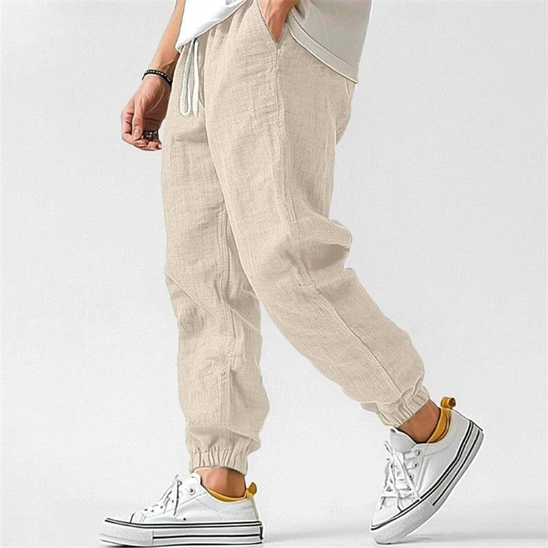 Declan | Men's Cotton Linen Joggers, Relaxed Fit Trousers | Direct Attire