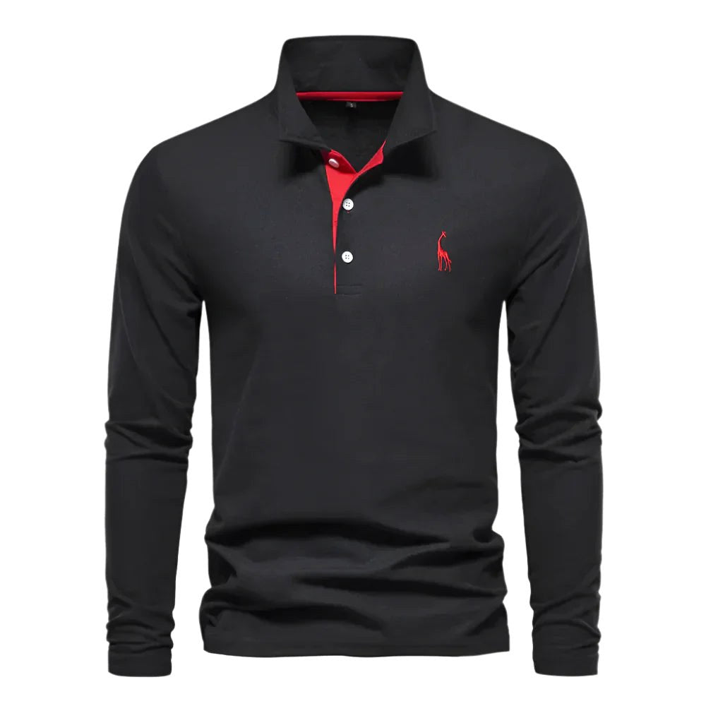 Declan | Men's Long-Sleeve Polo Shirt, Classic Collared Shirt | Direct Attire