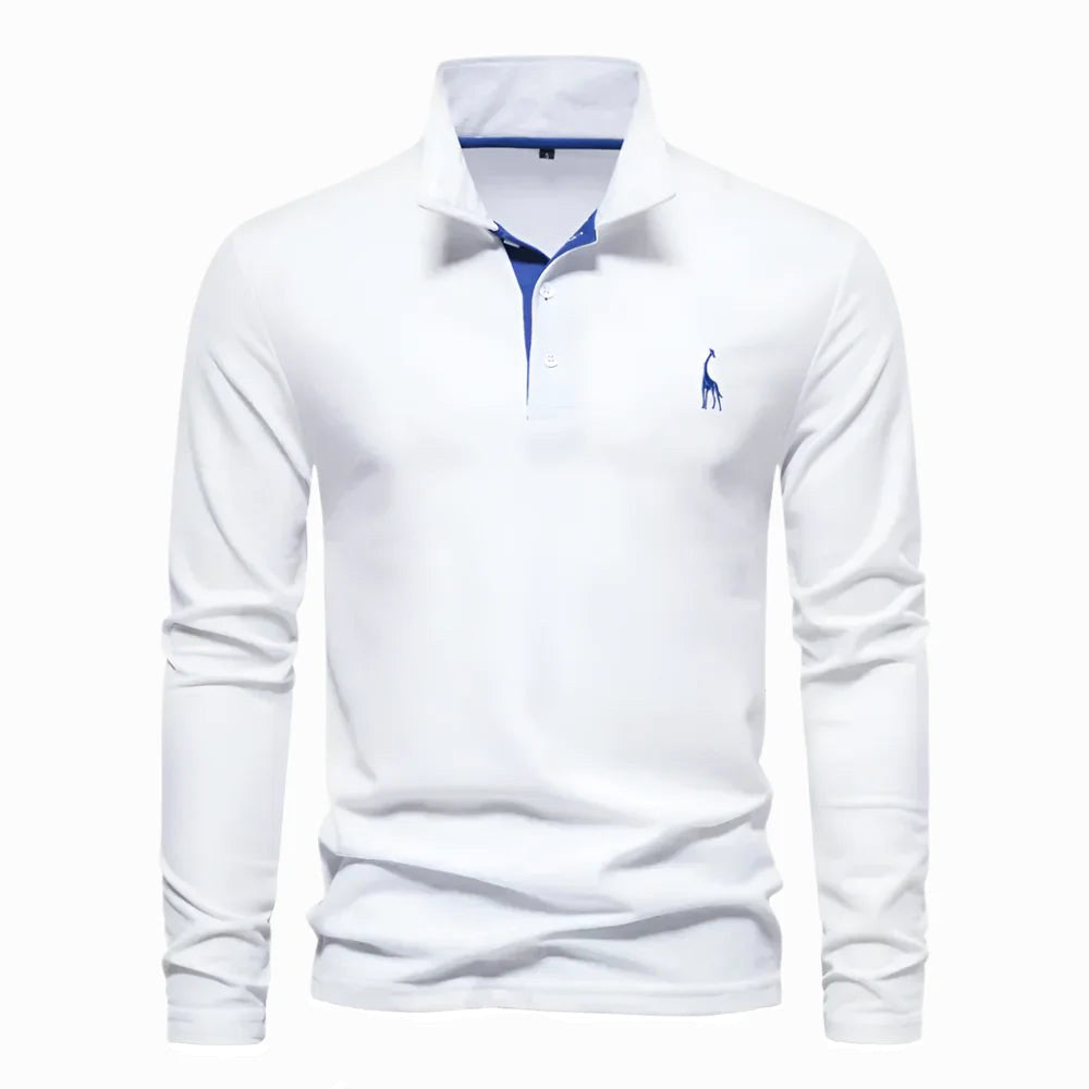 Declan | Men's Long-Sleeve Polo Shirt, Classic Collared Shirt | Direct Attire