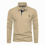 Declan | Men's Long-Sleeve Polo Shirt, Classic Collared Shirt | Direct Attire