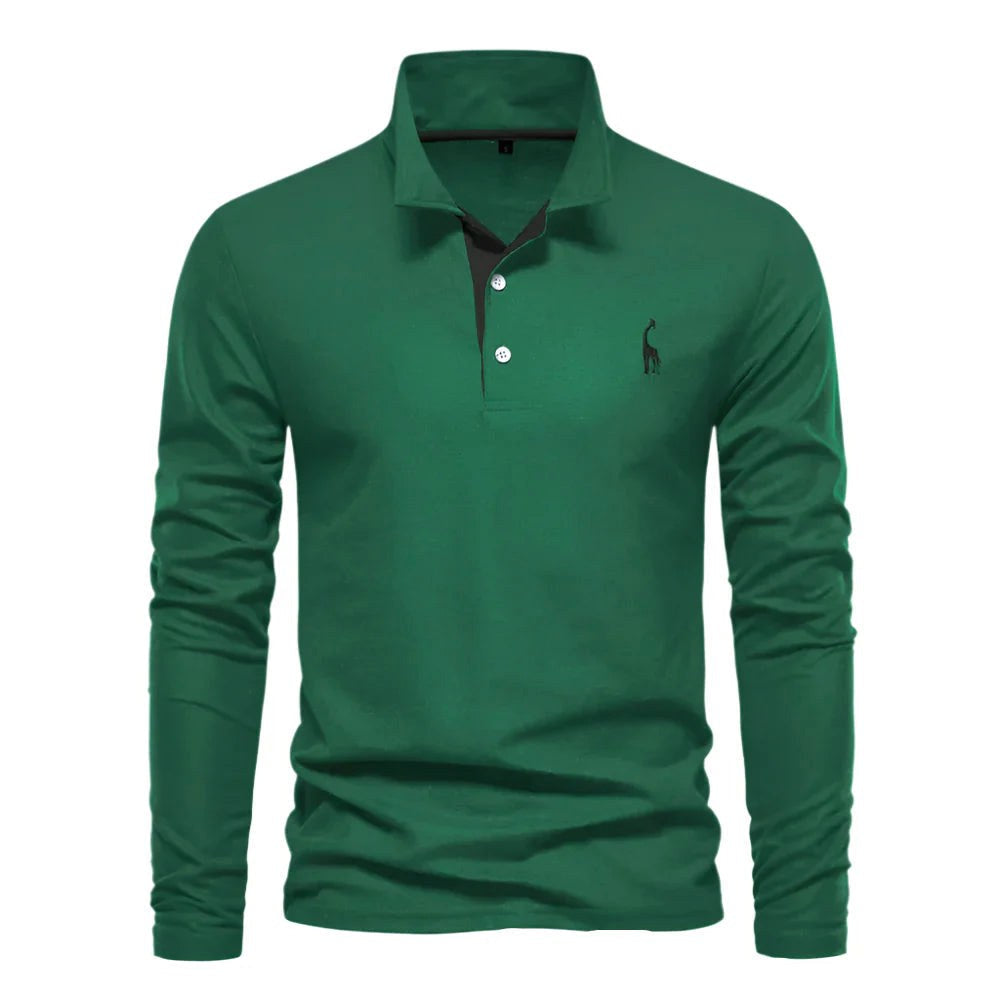 Declan | Men's Long-Sleeve Polo Shirt, Classic Collared Shirt | Direct Attire