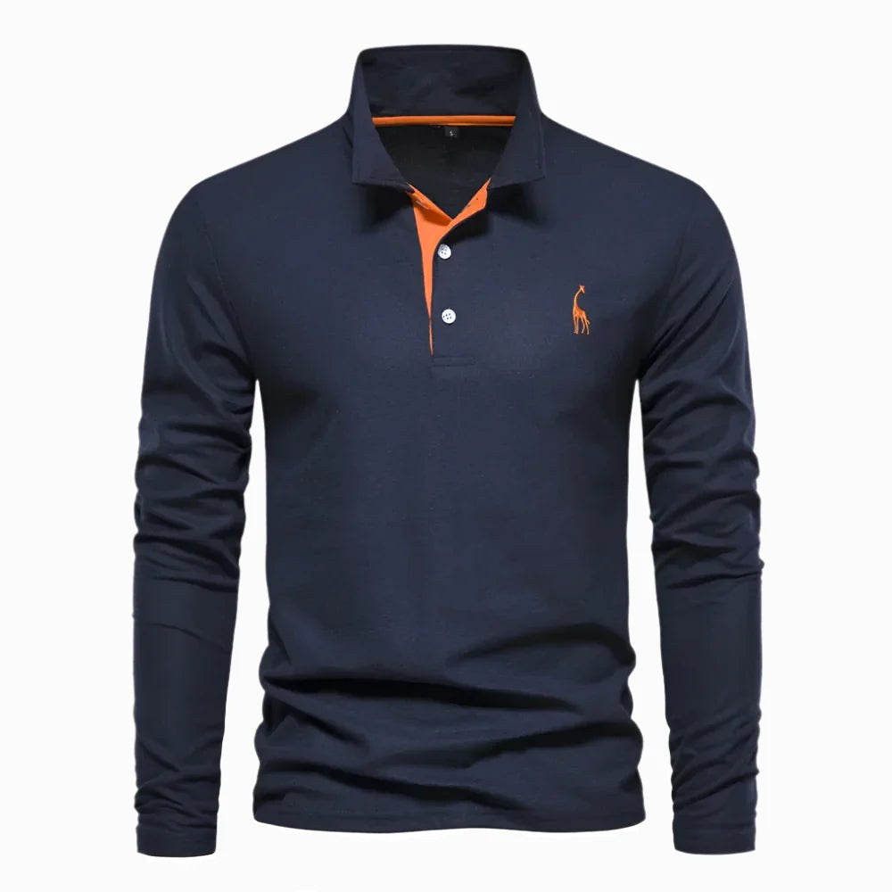 Declan | Men's Long-Sleeve Polo Shirt, Classic Collared Shirt | Direct Attire