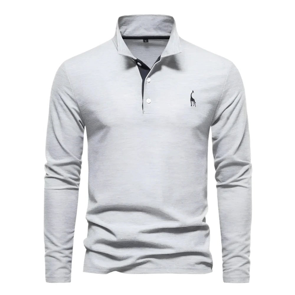 Declan | Men's Long-Sleeve Polo Shirt, Classic Collared Shirt | Direct Attire