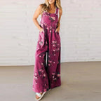 Delaney | Women's Handmade Cotton Jumpsuit, Lightweight Summer Outfit for Holidays and Casual Wear, Lightweight Summer Outfit for Holidays and Casual Wear - Pink with flowers