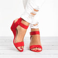 Delaney | Women's Orthopedic Wedge Sandals With Ankle Strap, Supportive Summer Footwear for Walking and Everyday Wear, Supportive Summer Footwear for Walking and Everyday Wear - Red
