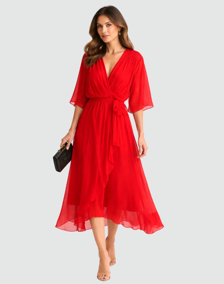 Delaney | Women's Wrap Maxi Dress, Flattering Summer Dress for Holidays and Everyday Wear, Flattering Summer Dress for Holidays and Everyday Wear - image 11