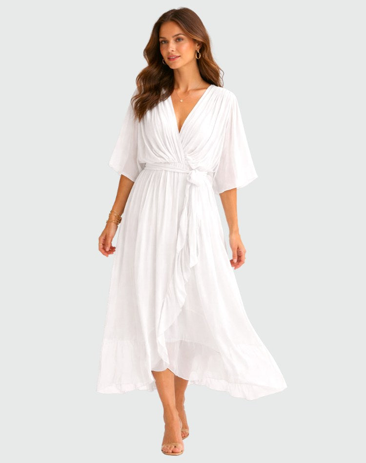 Delaney | Women's Wrap Maxi Dress, Flattering Summer Dress for Holidays and Everyday Wear, Flattering Summer Dress for Holidays and Everyday Wear - image 12