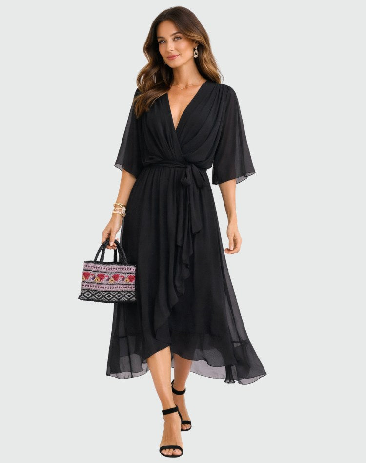 Delaney | Women's Wrap Maxi Dress, Flattering Summer Dress for Holidays and Everyday Wear, Flattering Summer Dress for Holidays and Everyday Wear - image 5