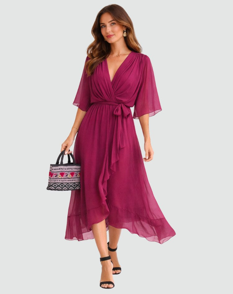 Delaney | Women's Wrap Maxi Dress, Flattering Summer Dress for Holidays and Everyday Wear, Flattering Summer Dress for Holidays and Everyday Wear - image 7