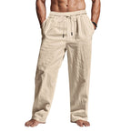 Dempsey | Men's Linen Trousers with Drawstring Waist, Relaxed Fit Holiday Trousers | Direct Attire