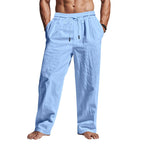 Dempsey | Men's Linen Trousers with Drawstring Waist, Relaxed Fit Holiday Trousers | Direct Attire
