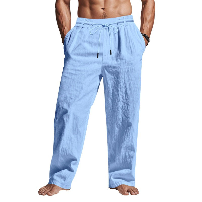 Dempsey | Men's Linen Trousers with Drawstring Waist, Relaxed Fit Holiday Trousers | Direct Attire