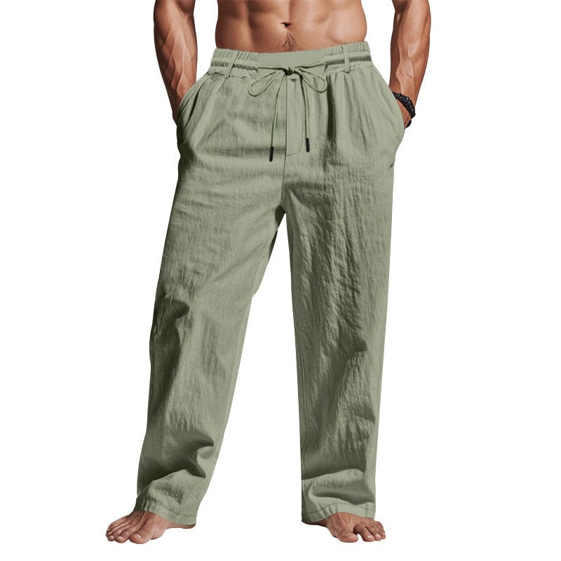 Dempsey | Men's Linen Trousers with Drawstring Waist, Relaxed Fit Holiday Trousers | Direct Attire
