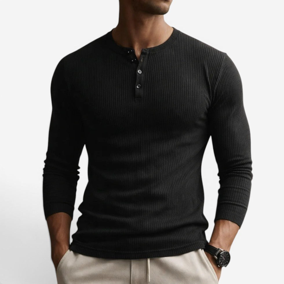 Dylan | Women's Fitted Ribbed Cotton Shirt, Button Collar Blouse | Direct Attire | Negro
