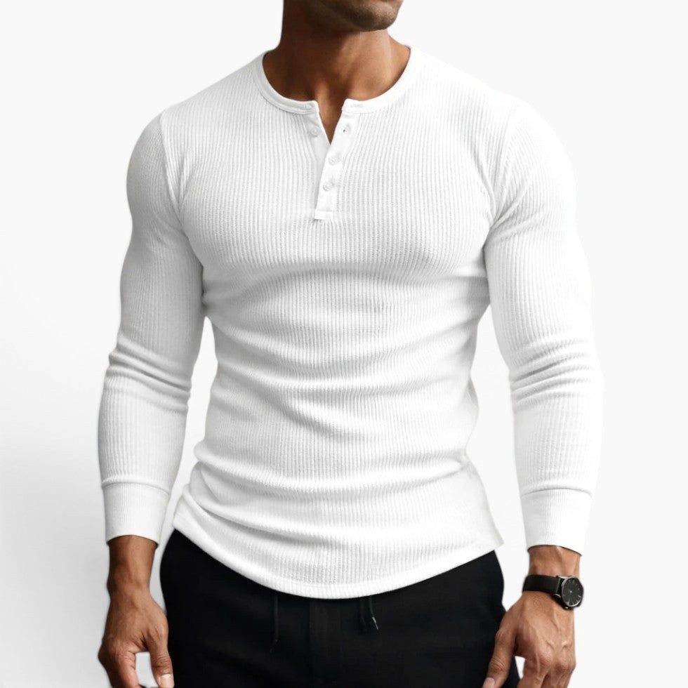 Dylan | Women's Fitted Ribbed Cotton Shirt, Button Collar Blouse | Direct Attire | Gris