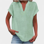 Eliana | Women's V-Neck Short Sleeve Blouse, Lightweight Summer Top for Holidays and Casual Wear, Lightweight Summer Top for Holidays and Casual Wear - Army Green