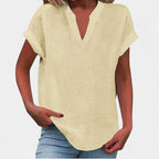 Eliana | Women's V-Neck Short Sleeve Blouse, Lightweight Summer Top for Holidays and Casual Wear, Lightweight Summer Top for Holidays and Casual Wear - Purple