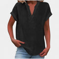 Eliana | Women's V-Neck Short Sleeve Blouse, Lightweight Summer Top for Holidays and Casual Wear, Lightweight Summer Top for Holidays and Casual Wear - Light Green