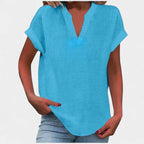 Eliana | Women's V-Neck Short Sleeve Blouse, Lightweight Summer Top for Holidays and Casual Wear, Lightweight Summer Top for Holidays and Casual Wear - Red