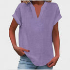 Eliana | Women's V-Neck Short Sleeve Blouse, Lightweight Summer Top for Holidays and Casual Wear, Lightweight Summer Top for Holidays and Casual Wear - Pink