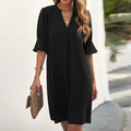 Ella | Women's Black Midi Dress, Classic Elegant Dress | Direct Attire