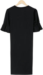 Ella | Women's Black Midi Dress, Classic Elegant Dress | Direct Attire