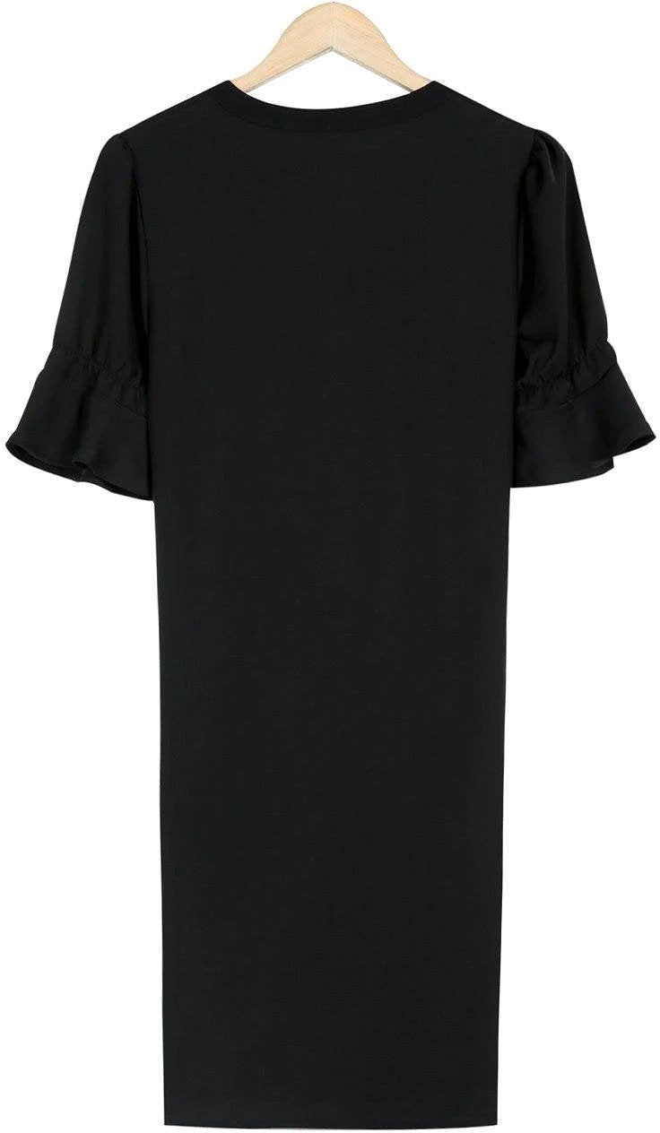 Ella | Women's Black Midi Dress, Classic Elegant Dress | Direct Attire