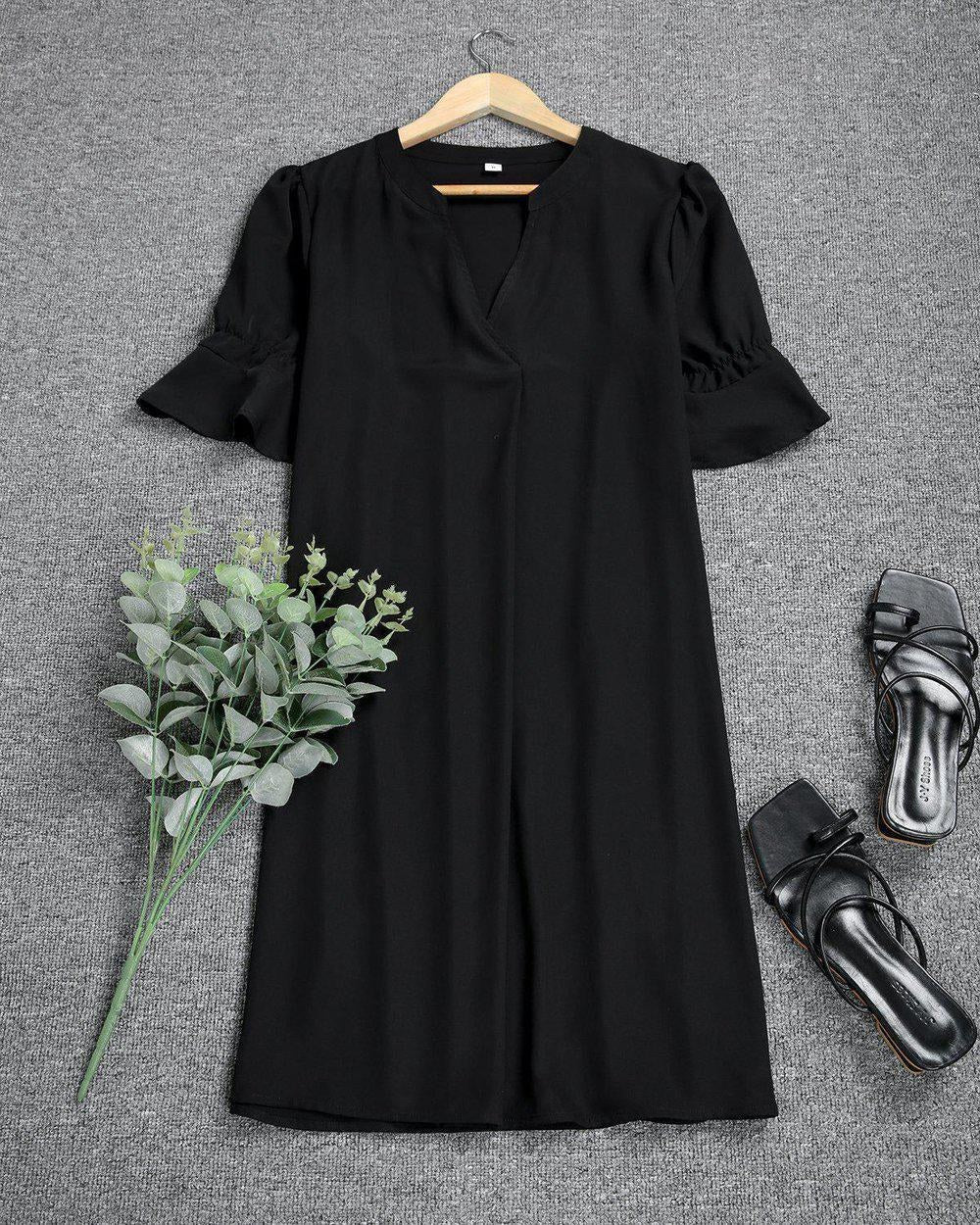 Ella | Women's Black Midi Dress, Classic Elegant Dress | Direct Attire