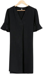 Ella | Women's Black Midi Dress, Classic Elegant Dress | Direct Attire