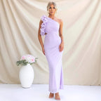 Emersyn | Women's One-Shoulder Maxi Dress with Ruffled Detail, Fitted Maxi Dress | Direct Attire | Sky Blue