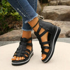 Emmeline | Women's Wedge Sandals, Elegant Occasion Sandals | Direct Attire | Black