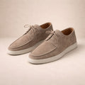 Ethan | Men's Suede Loafers with Lace-Up Fastening, Closed-Toe Loafers | Direct Attire | Beige