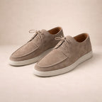 Ethan | Men's Suede Loafers with Lace-Up Fastening, Closed-Toe Loafers | Direct Attire | Beige