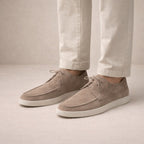 Ethan | Men's Suede Loafers with Lace-Up Fastening, Closed-Toe Loafers | Direct Attire | Zwart