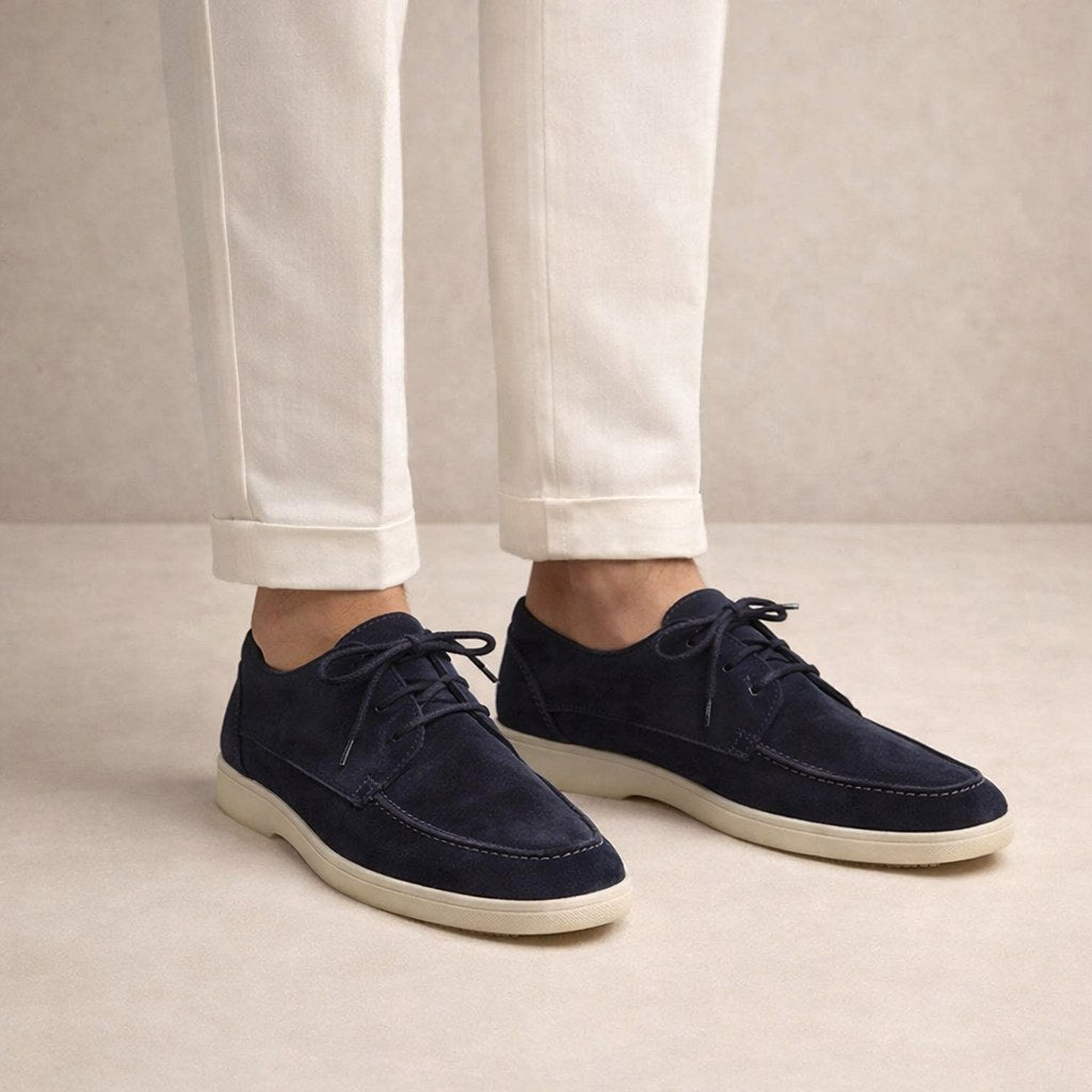 Ethan | Men's Suede Loafers with Lace-Up Fastening, Closed-Toe Loafers | Direct Attire