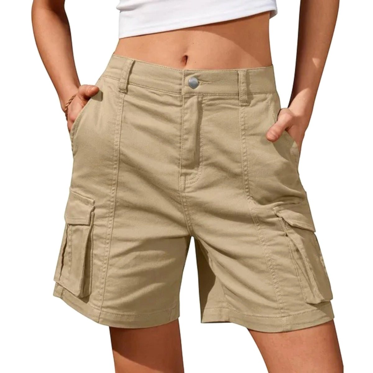 Florence | Women's Cargo Shorts with Lateral Pockets, Relaxed-Fit Shorts | Direct Attire