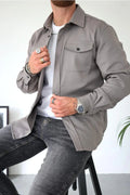 Flynn | Men's Casual Overshirt, Relaxed Layering Shirt | Direct Attire | Grey