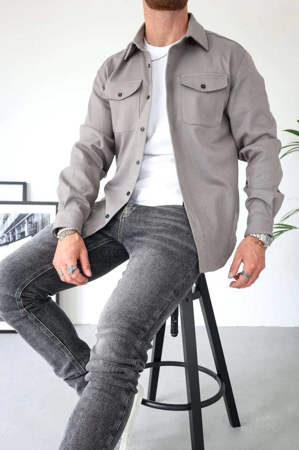 Flynn | Men's Casual Overshirt, Relaxed Layering Shirt | Direct Attire | Black