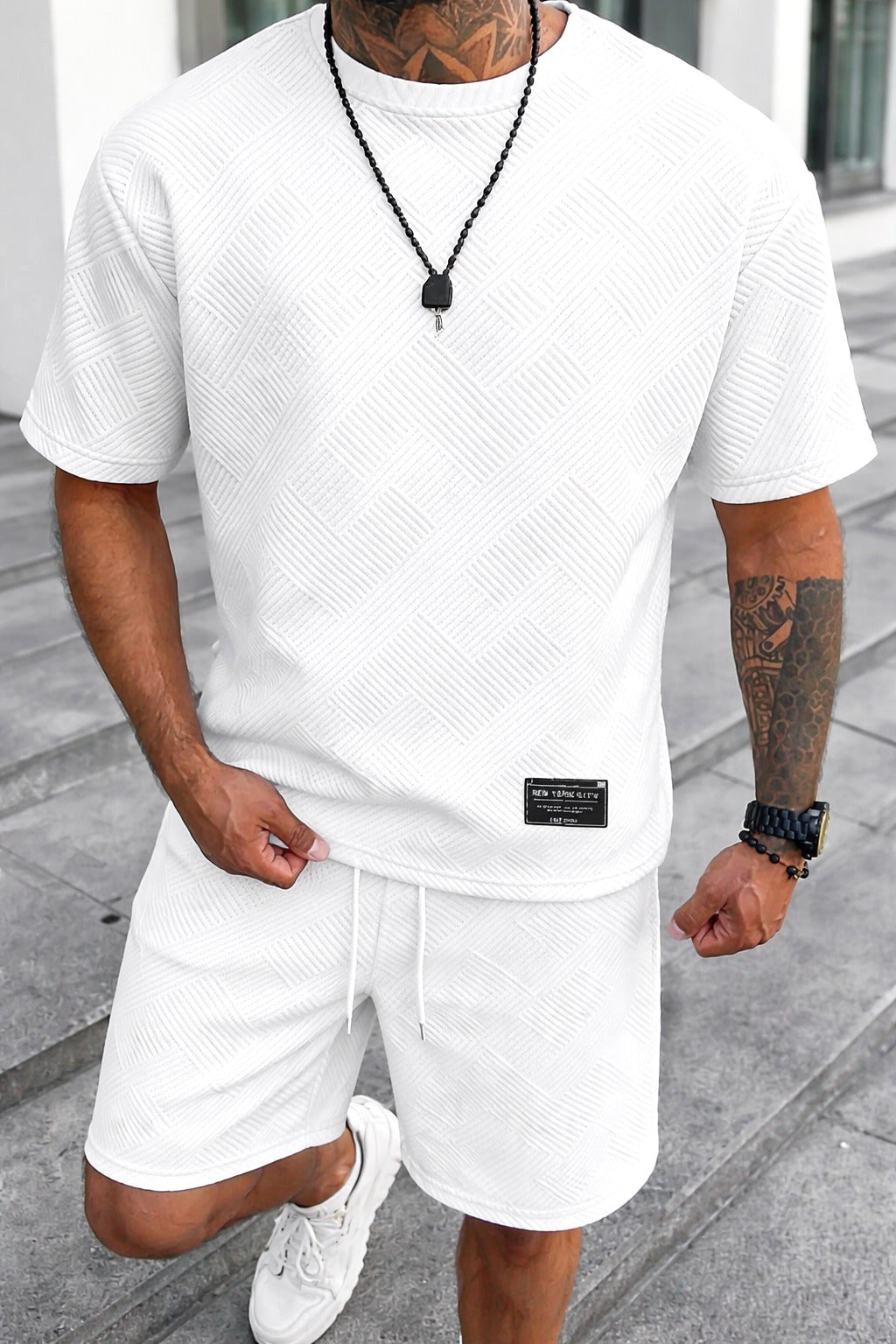 Gavin | Men's Oversized T-Shirt Shorts Set, Short-Sleeve Lounge Set | Direct Attire