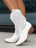 Georgia | Women's Leather Cowboy Boots, Block Heel Ankle Boots | Direct Attire