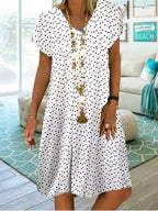 Georgia | Women's Lightweight Summer Dress, Polka Dot Midi Dress | Direct Attire