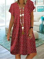 Georgia | Women's Lightweight Summer Dress, Polka Dot Midi Dress | Direct Attire