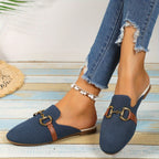 Harper | Women's Patterned Summer Slippers, Comfortable Summer Footwear for Holidays and Everyday Wear, Comfortable Summer Footwear for Holidays and Everyday Wear - military blue