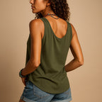 Hayley | Women's Sleeveless V-Neck Top with Button Detail, Relaxed Fit Summer Top | Direct Attire | Wit