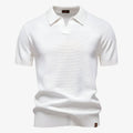 Heath | Men's Short Sleeve Cotton Knit Polo, V-Neck Casual Shirt | Direct Attire | White
