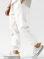 Henry | Men's Cotton Linen Joggers, Relaxed Fit Trousers | Direct Attire | Green