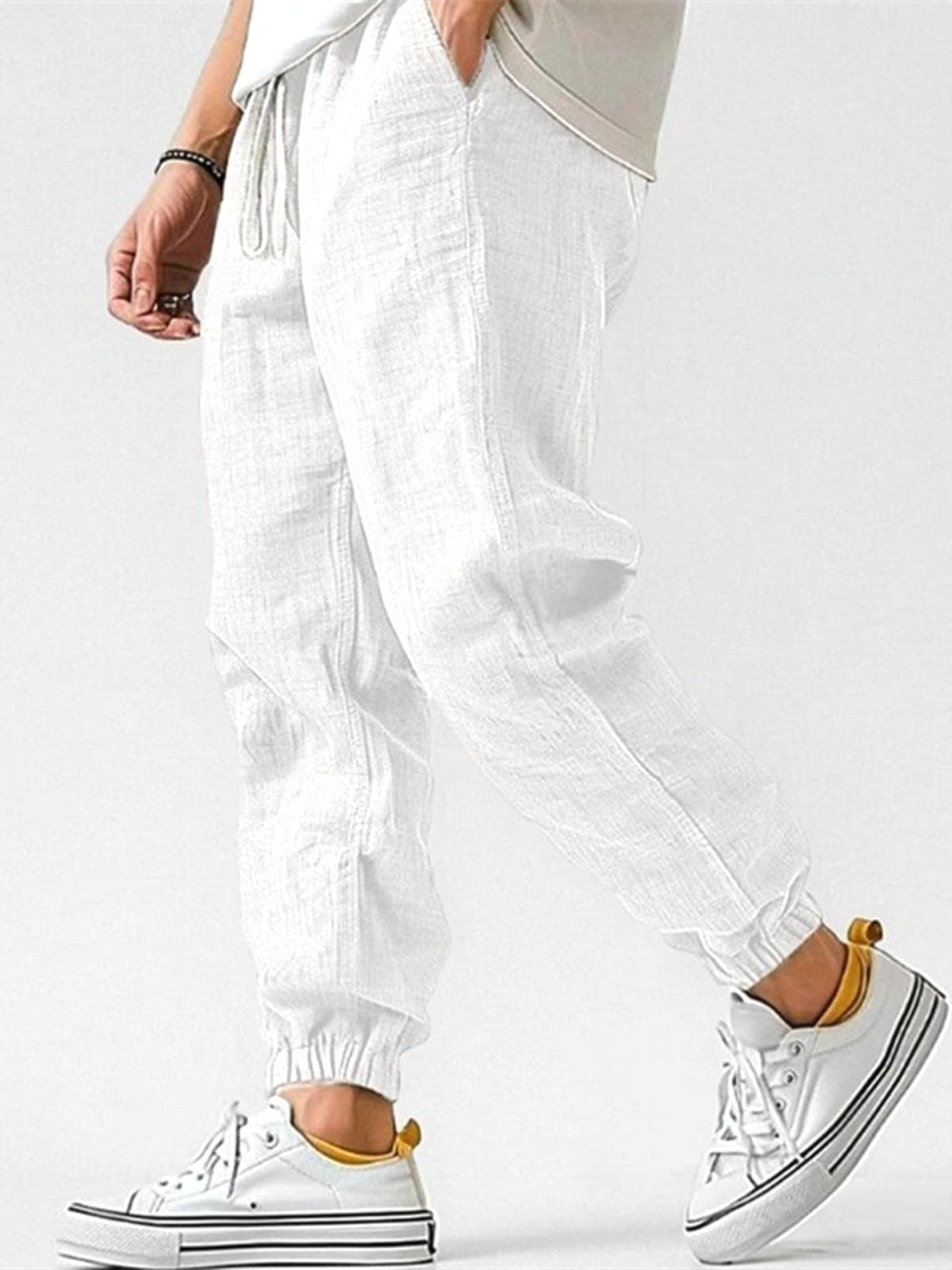 Henry | Men's Cotton Linen Joggers, Relaxed Fit Trousers | Direct Attire | Green